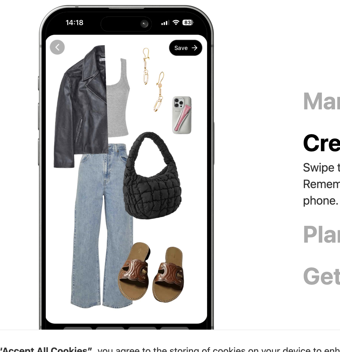 Fits app outfit collage interface