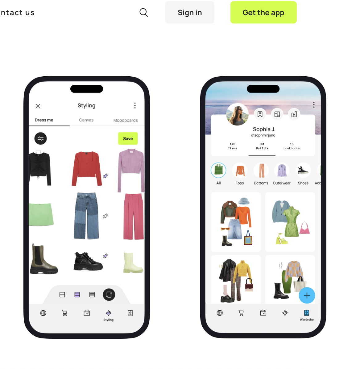 Whering wardrobe app interface
