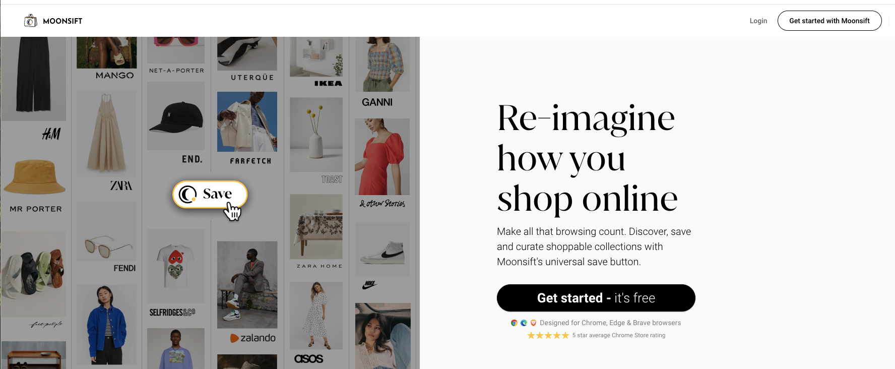 Moonsift wishlist app interface