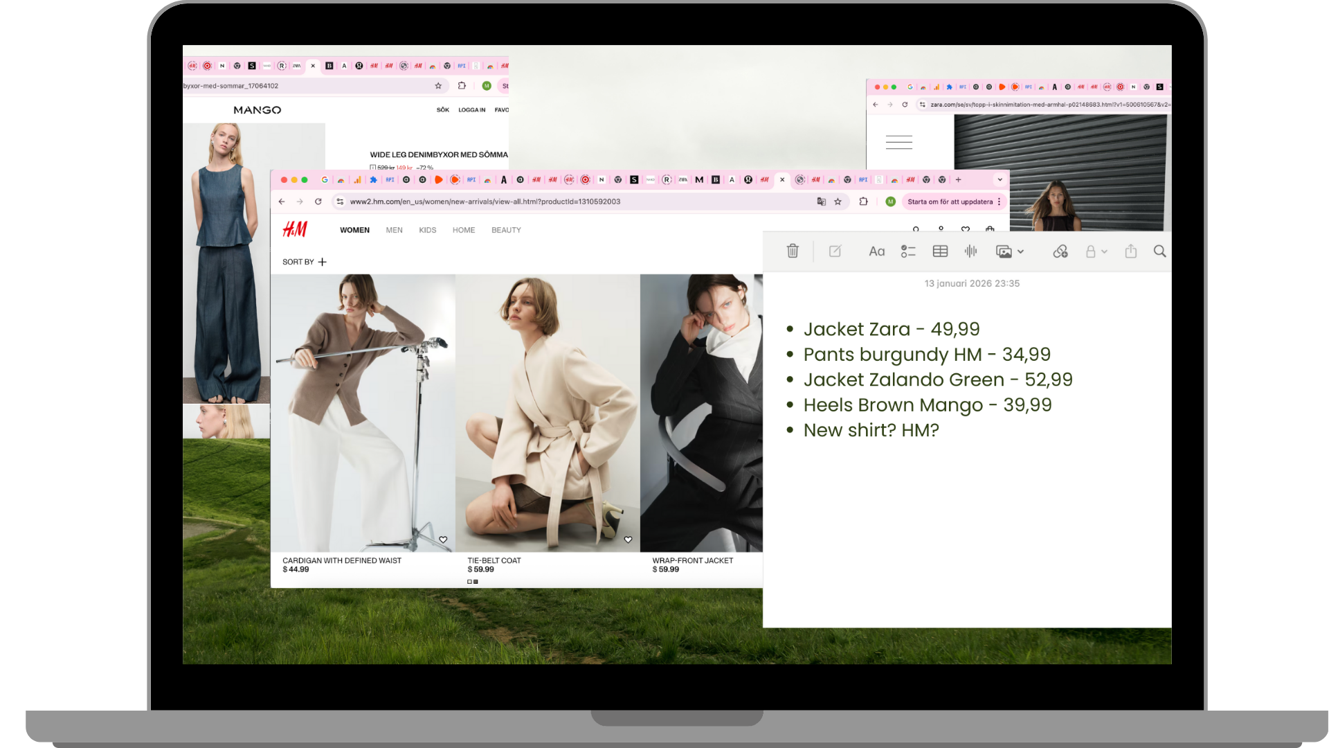 Multiple browser tabs with different store wishlists