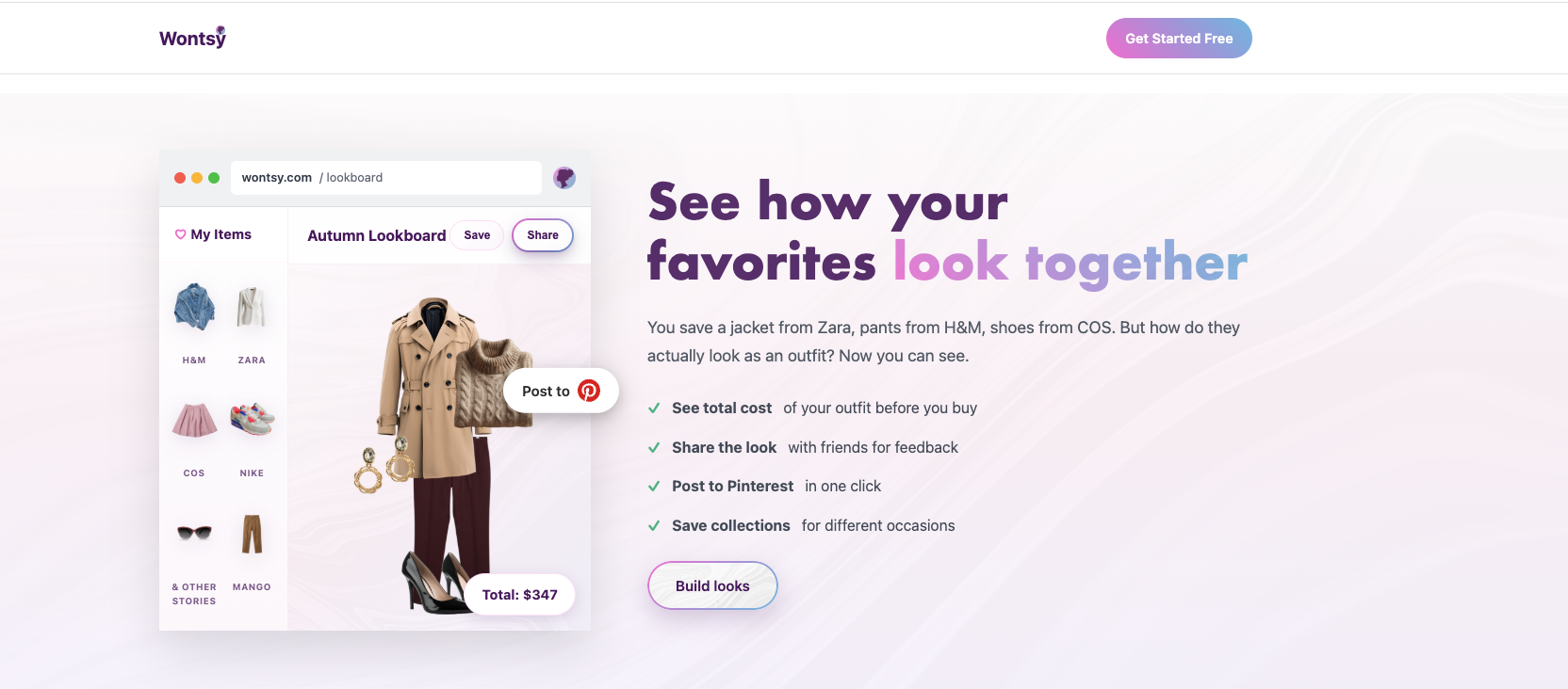 Wontsy outfit builder for shopping